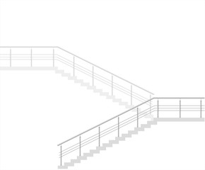 Modern staircase on white background. Modern building. Vector graphics