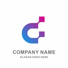 Monogram Letter D Square Pixel Data Link Connection Technology Computer Business Company Stock Vector Logo Design Template