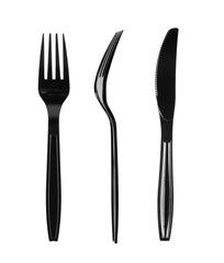 Plastic forks and knife isolated