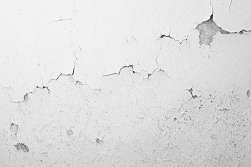 cracked concrete wall covered white cement background