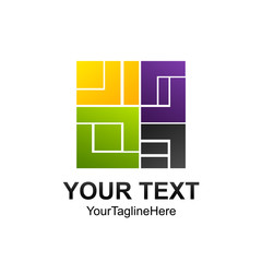 Creative digital abstract square vector logo design template element. Colorful concept icon