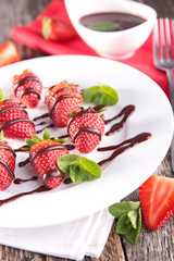 strawberry and chocolate sauce