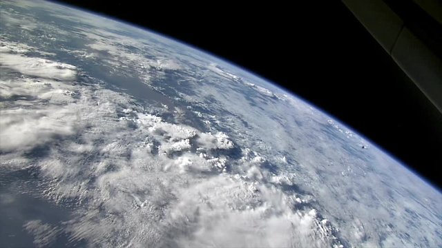 Wide, traveling over scenic Earth atmosphere