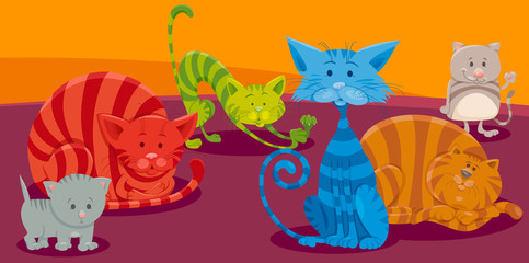 cats or kittens cartoon animal characters group