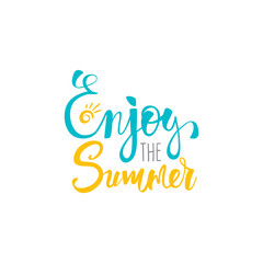 Enjoy the summer postcard. Ink illustration. Modern brush calligraphy. Isolated on white background.