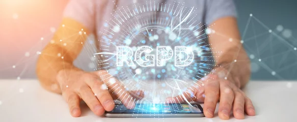 Foto op Plexiglas Businessman using digital GDPR interface 3D rendering © sdecoret