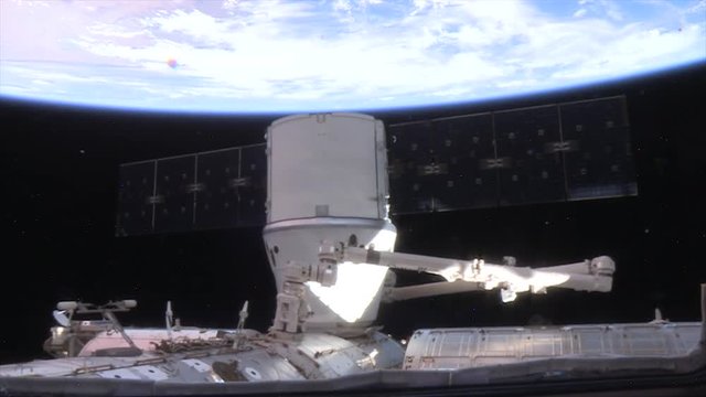 Satellite on ISS, low angle