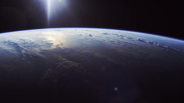 Sun rises over Earth, wide