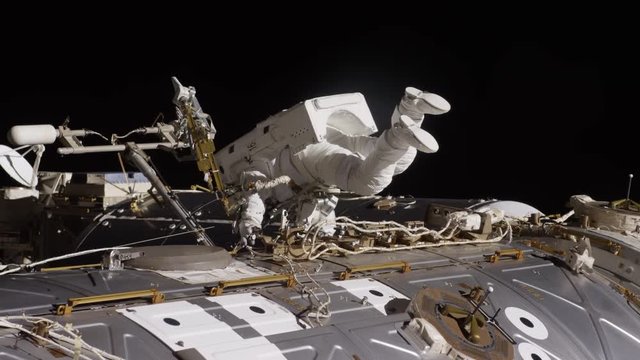 Astronaut on International Space Station exterior