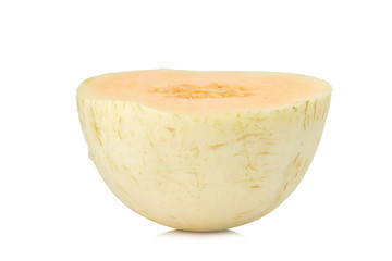 melon(sunlady) slice. half. isolated on white background