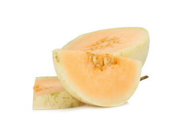 melon(sunlady) slice. half. isolated on white background
