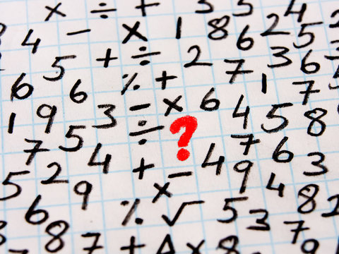 mathematical symbols on mathematics book and problem solving