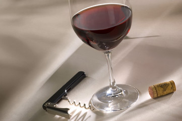Red Wine with Corkscrew