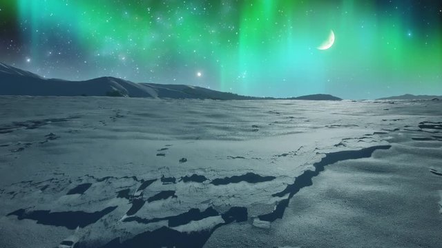 Northern Lights over Icy Plain