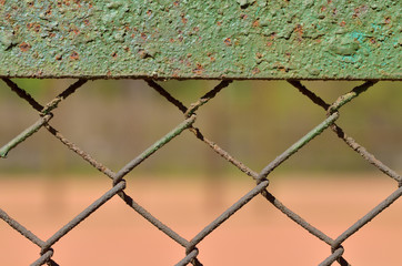 A fence made of iron net.