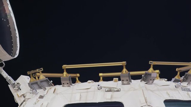 Outside door opens on International Space Station