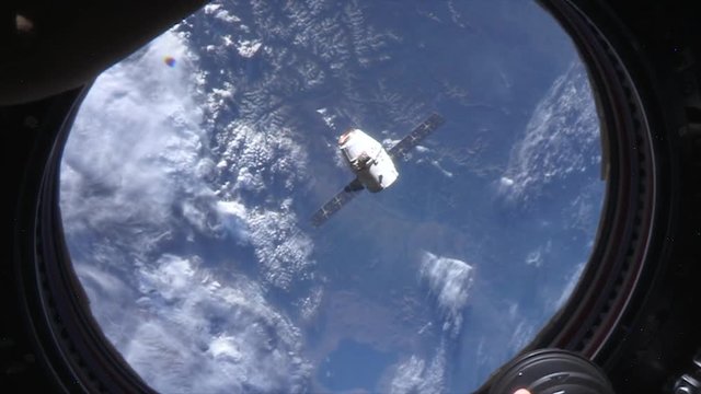 High angle, satellite approaches International Space Station