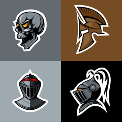 Skull and Knight Helm logo set.