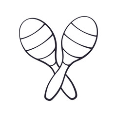 Doodle of two crossed maracas in stripes