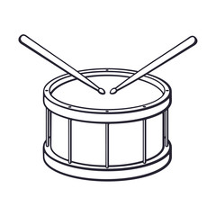Doodle of classic wooden drum with drumsticks