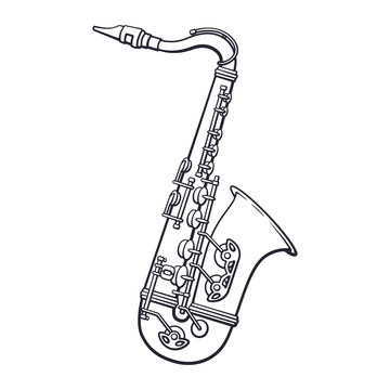 Doodle of classical music wind instrument saxophone