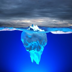 Eisberg schwimmt auf dem Meer / Konzept globale Erwärmung