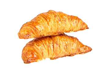 Two croissants isolated on white background