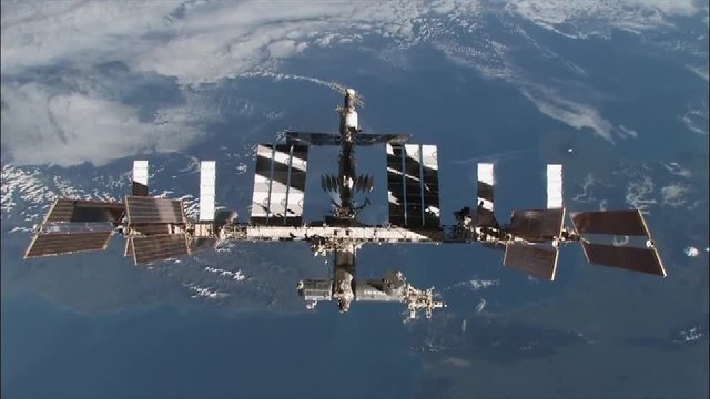High angle, scenic International Space Station above Earth
