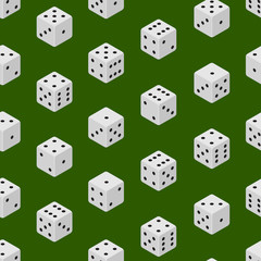 3d Dice Combinations Seamless Pattern Background Isometric View. Vector