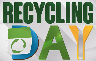 Commemorative Design with Letters in Recyclable Materials for Recycling Day, Vector Illustration