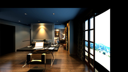 3d render of luxury hotel suite