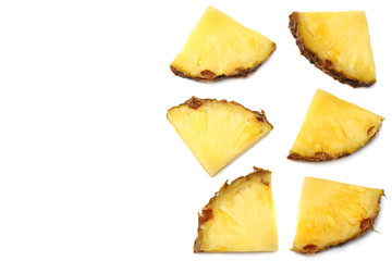 healthy background. pineapple slices isolated on white background top view