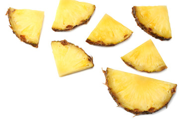 healthy background. pineapple slices isolated on white background top view
