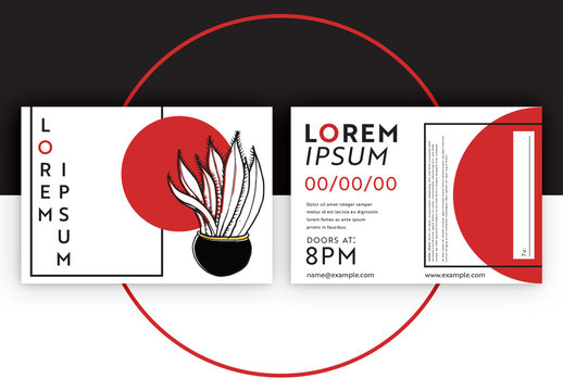 Event Flyer Layout with Plant Illustration