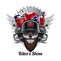 Vintage Skull, Bikers show logo.