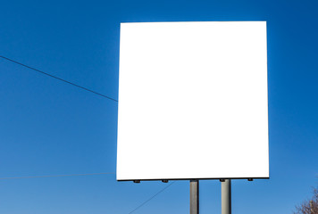 Huge Traffic Format Advertisement White Mockup Billboard Blue Sky