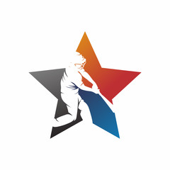 Stars Baseball Logo Vector Silhouette
