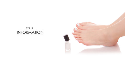 Female feet legs nail polish white in hands beauty pattern