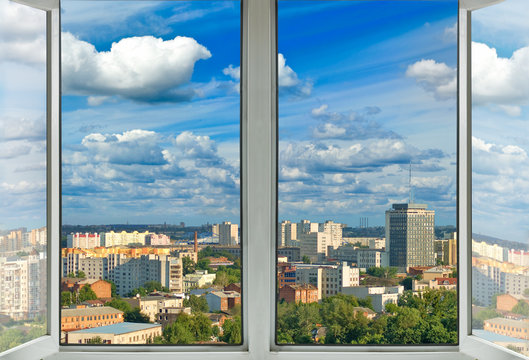 open window with city view