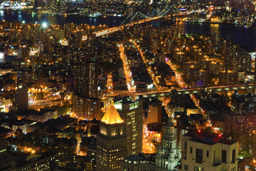 Fototapeta na wymiar Two Bridges area aerial in Lower Manhattan