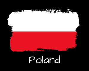 Obraz premium Vector Illustration. Hand draw Poland flag. National Poland banner for design on black background