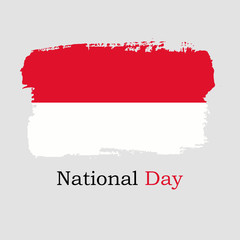 Vector Illustration. Hand draw Monaco flag. National Monaco banner for design. National Day of Monaco