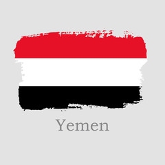 Vector Illustration. Hand draw Yemen flag. National Yemen banner for design