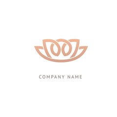 Lotos logo. Wedding icon. Luxury retro emblem. Cosmetics, Spa, Beauty salon, Decoration, Boutique vector logo.