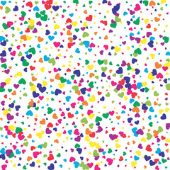 Vector Illustration of a Colorful Background with Heart Confetti