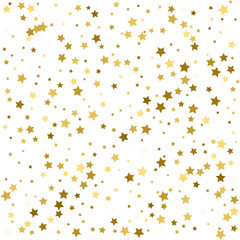 Gold stars. Star confetti celebration, Falling golden abstract decoration with stars for party, birthday celebrate, anniversary or event, festive. Festival decor with golden stars.