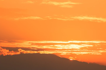 Fiery orange sunset sky. Beautiful sky