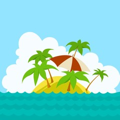 tropical island in the ocean against a cloud background