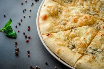 pizza four cheeses close-up