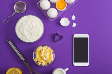 Kitchen baking mobile phone application service website mockup